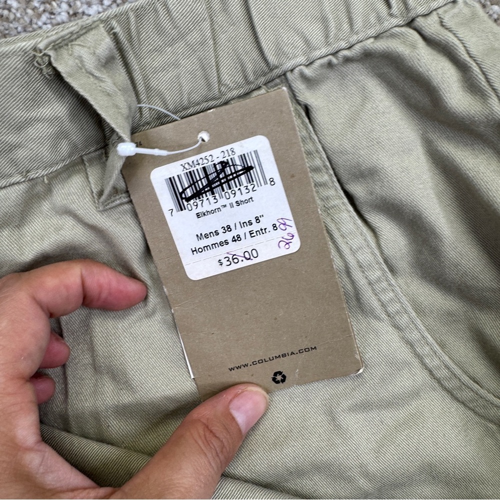 NEW Columbia Elkhorn II Khaki Utility Cargo Shorts Mens size 38 Beige Flat Front - Picture 11 of 15
